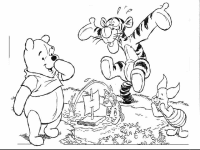 A coloring page of winnie the pooh - group